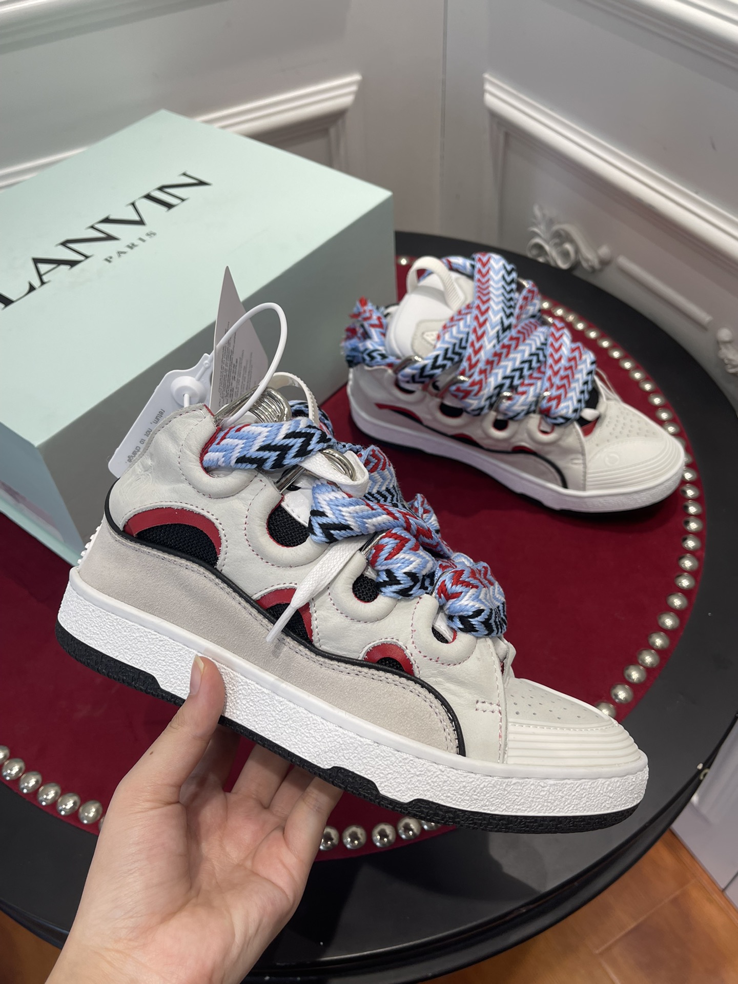 Lanvon Leather Curb Light Grey Blue Black Red FM-SKRK11-DRAG-E221220